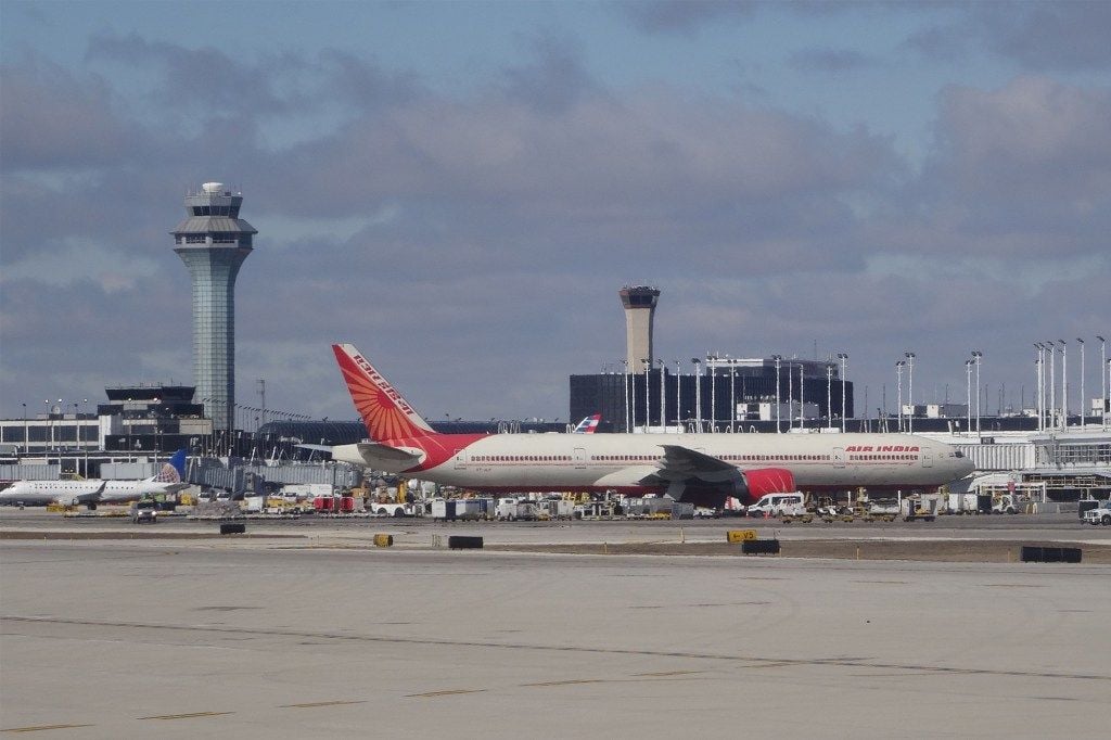 Air India plane at Chicago O'Hare International Airport