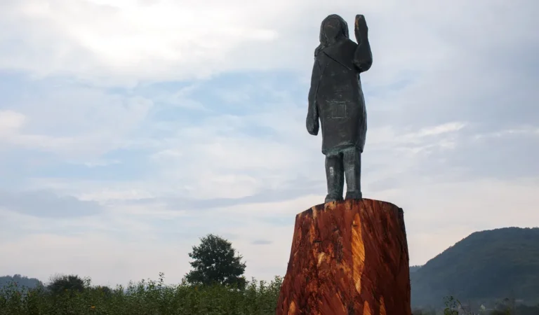 Bronze statue of Melania Trump stolen after being sawed off at the ankles