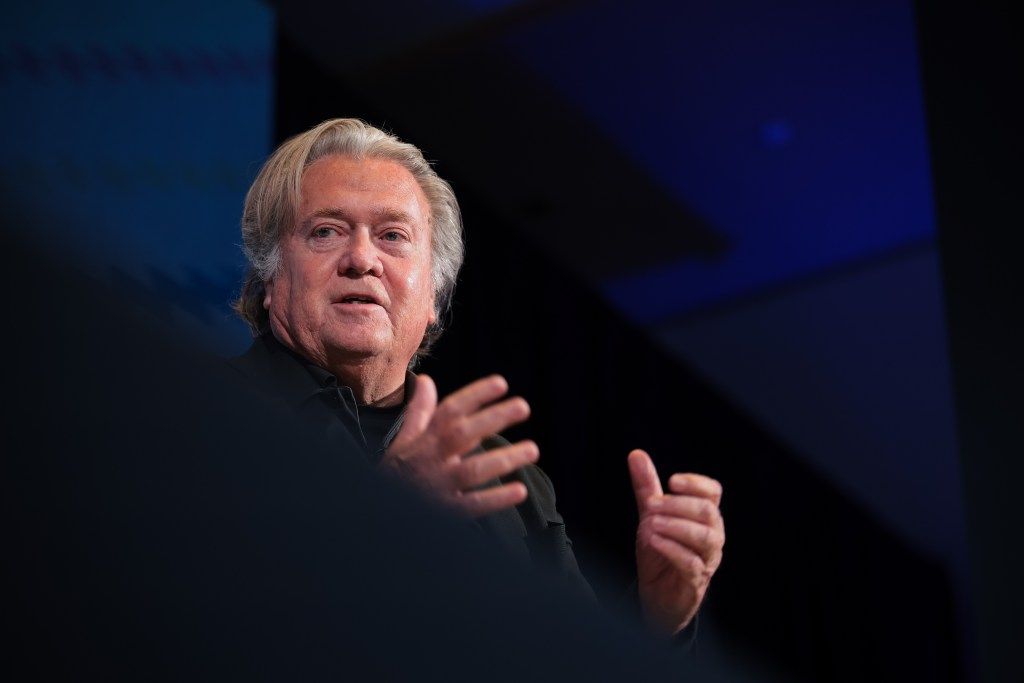 Steve Bannon speaking at the Semafor World Economy Summit.