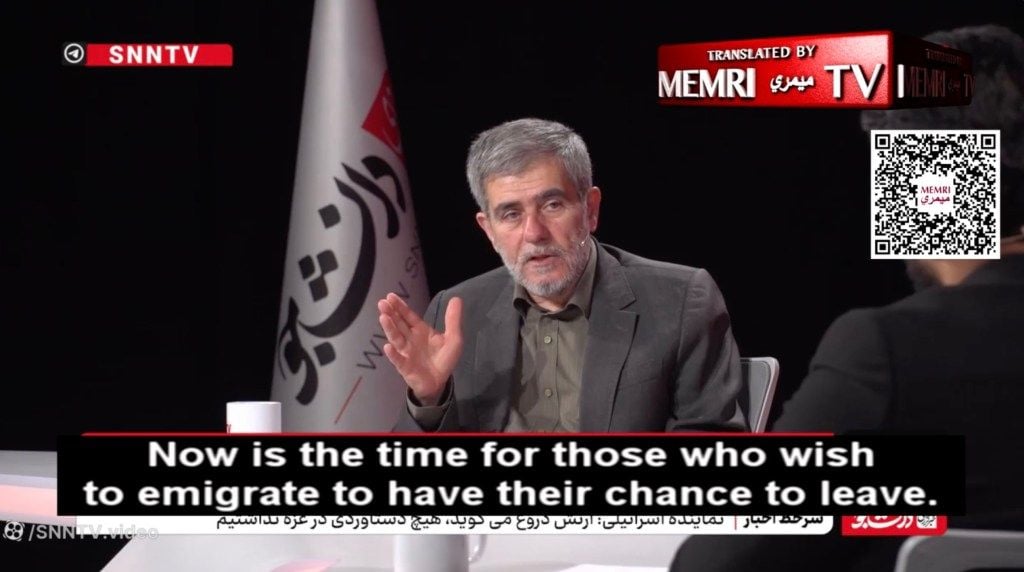 Fereydoon Abbasi, former head of Iran's Atomic Energy Organization, on SNNTV discussing Iran's nuclear capabilities and threats to Israel.