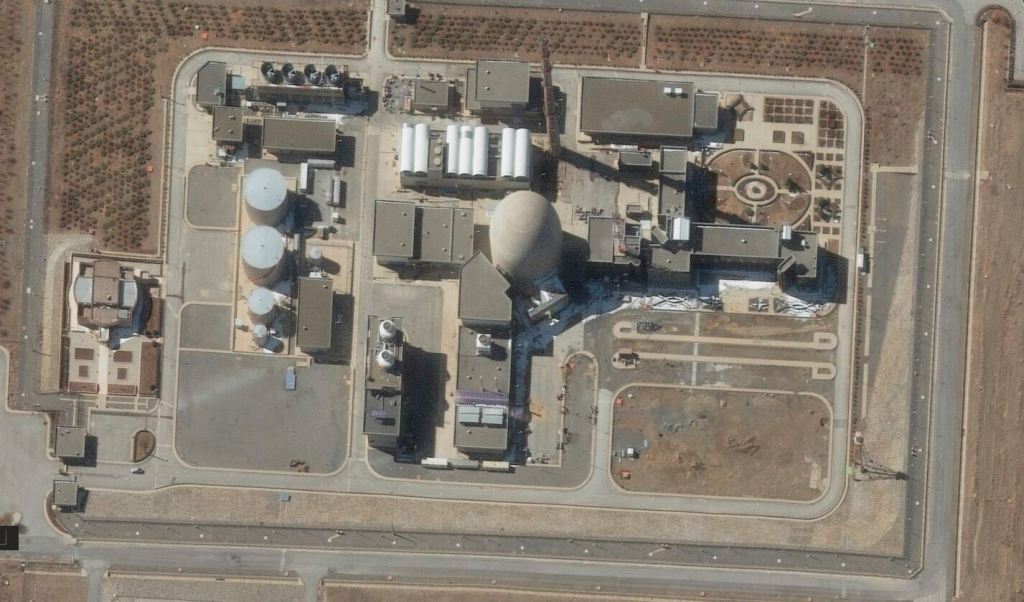 A satellite image captures the Arak heavy water reactor in Iran on Feb. 15, 2025.