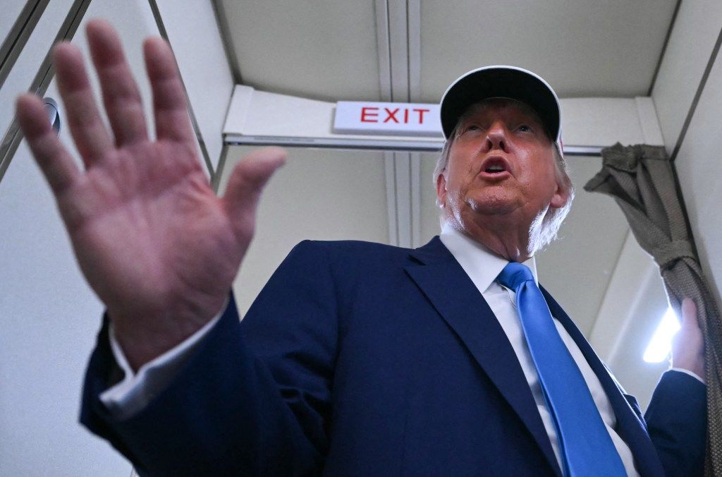 Donald Trump aboard Air Force One.