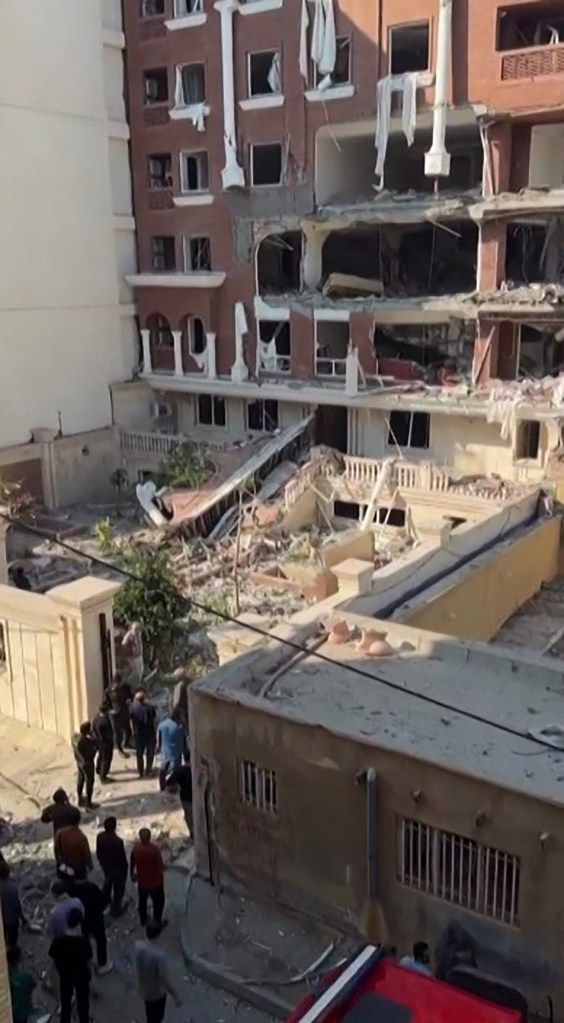 Damage after an explosion in a building in Bandar Abbas, Iran.