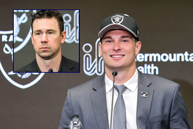 HENDERSON, NEVADA - APRIL 24: Quarterback Fernando Mendoza, selected yesterday by the Las Vegas Raiders as the No. 1 overall pick in the 2026 NFL draft, attends a news conference at the Las Vegas Raiders Headquarters/Intermountain Health Performance Center on April 24, 2026 in Henderson, Nevada. (Photo by Ethan Miller/Getty Images)