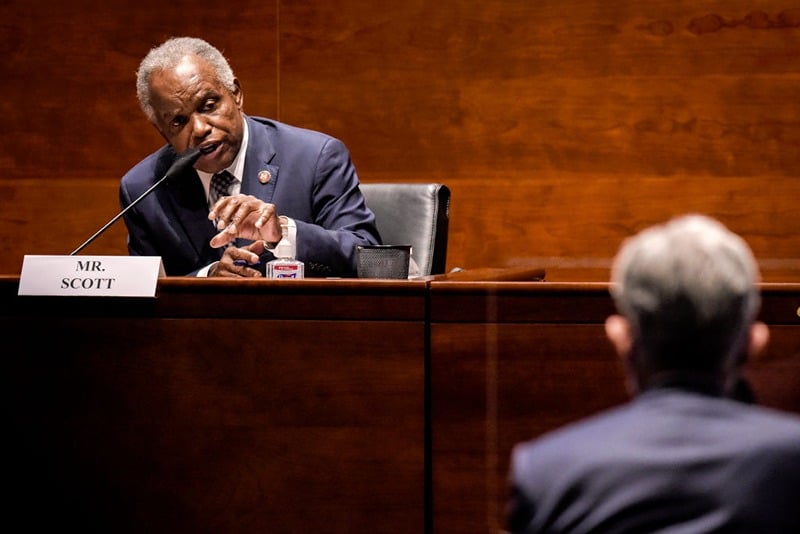 WASHINGTON, DC - JUNE 30: Rep. David Scott (D-GA) questions Fed Chair Jerome Powell during the House Committee on Financial Services hearing on Oversight of the Treasury Department and Fed Reserve Pandemic response on June 30, 2020 in Washington, DC. (Photo by Bill O'Leary-Pool/Getty Images)
