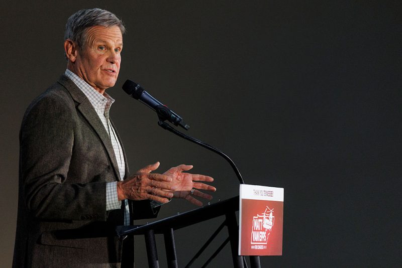 NASHVILLE, TENNESSEE - DECEMBER 2: Tennessee Governor Bill Lee introduces House of Representative-elect Republican Matt Van Epps at the Millennium Hotel Maxwell House Nashville on December 2, 2025 in Nashville, Tennessee. Tennessee's 7th district elected Republican Matt Van Epps in a special election to fill a House of Representatives seat vacated by the resignation of Republican Mark Green earlier this year. Van Epps defeated Democratic nominee Aftyn Behn. (Photo by Brett Carlsen/Getty Images)