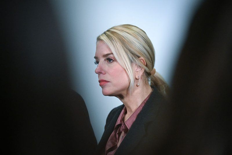 WASHINGTON, DC - MARCH 18: U.S. Attorney General Pam Bondi answers questions from the media at the United States Capitol on March 18, 2026 in Washington, DC. Attorney General Pam Bondi and Deputy Attorney General Todd Blanche provided members of the House Committee on Oversight and Government Reform a private briefing on Wednesday evening. (Photo by Matt McClain/Getty Images)