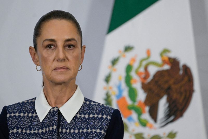 Mexican president Claudia Sheinbaum is seen during her morning presser in Mexico City, on April 14, 2026. (Photo by Alfredo ESTRELLA / AFP via Getty Images)