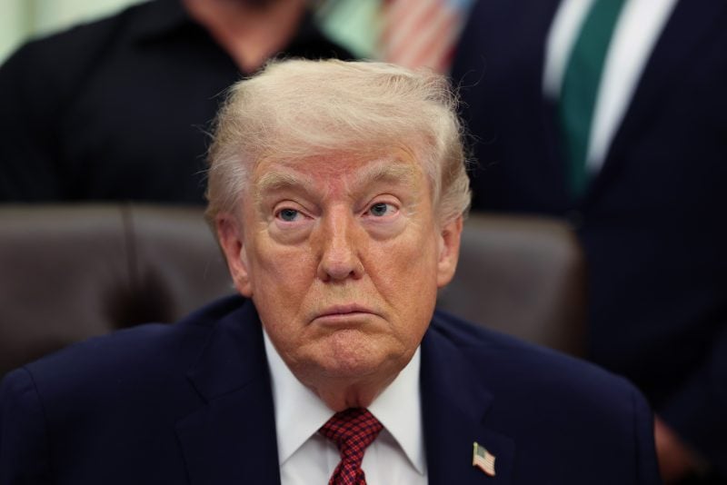 WASHINGTON, DC - APRIL 18: U.S. President Donald Trump speaks in the Oval Office after signing an Executive Order April 18, 2026 in Washington, DC. The executive order directs the Food and Drug Administration to issue new guidance on the use of psychedelic drugs intended for clinical trials for U.S. veterans suffering from Post Traumatic Stress Disorder. 2 (Photo by Tasos Katopodis/Getty Images)