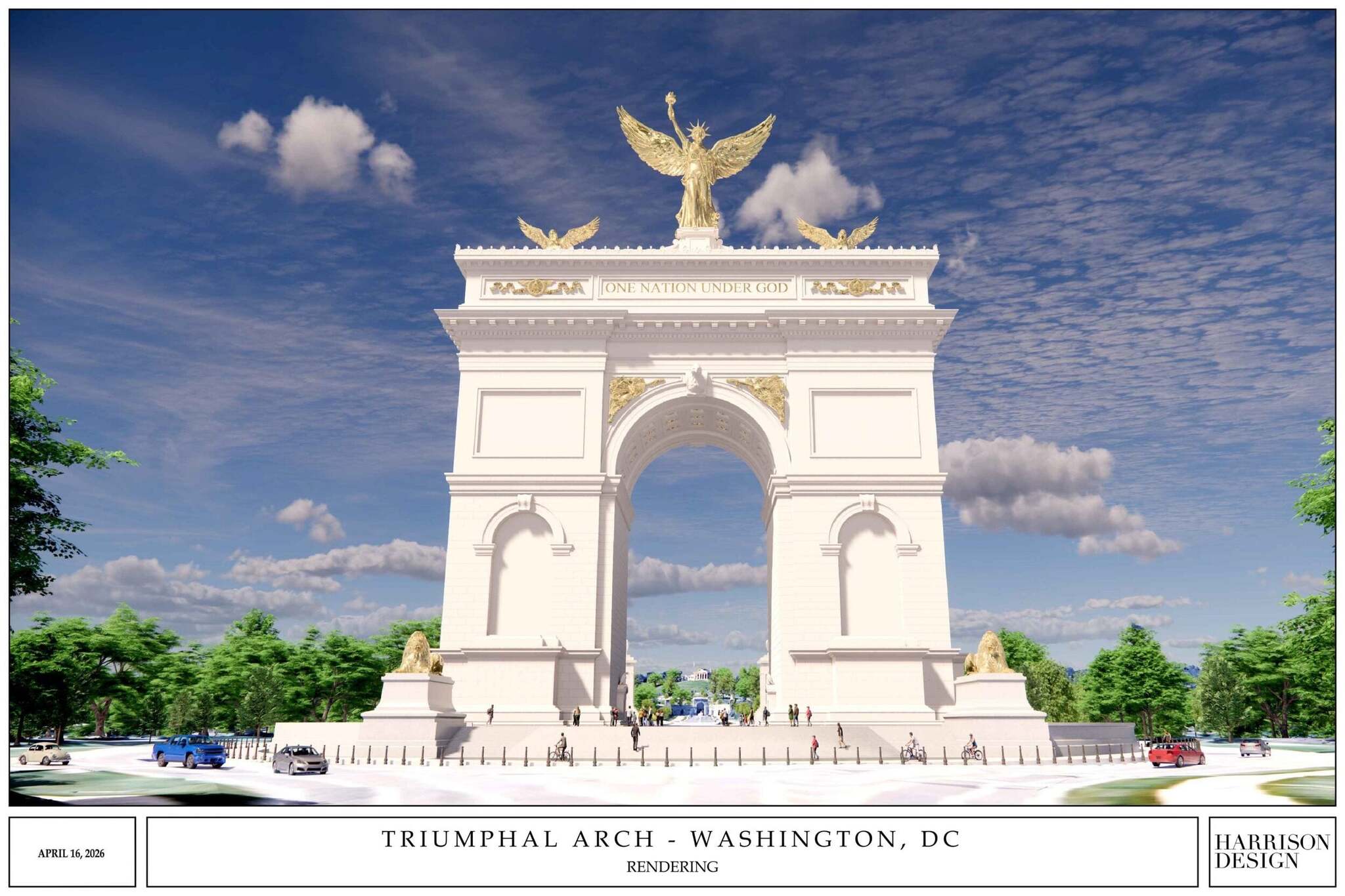 Triumphal Arch rendering - Washington DC - Harrison Design - April 2026