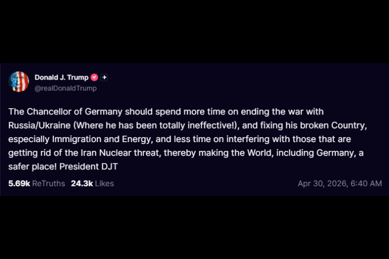 President Donald Trump Truth Social post