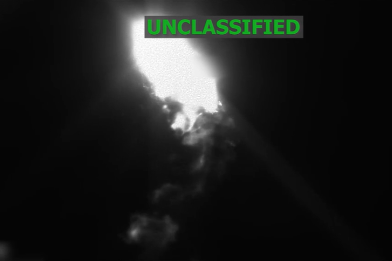 A screen grab of the U.S. strike carried out against a drug-trafficking vessel, May 4, 2026. (Image via U.S. Southern Command)