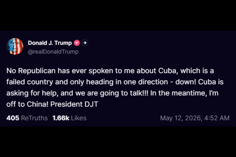 President Donald Trump Truth Social post