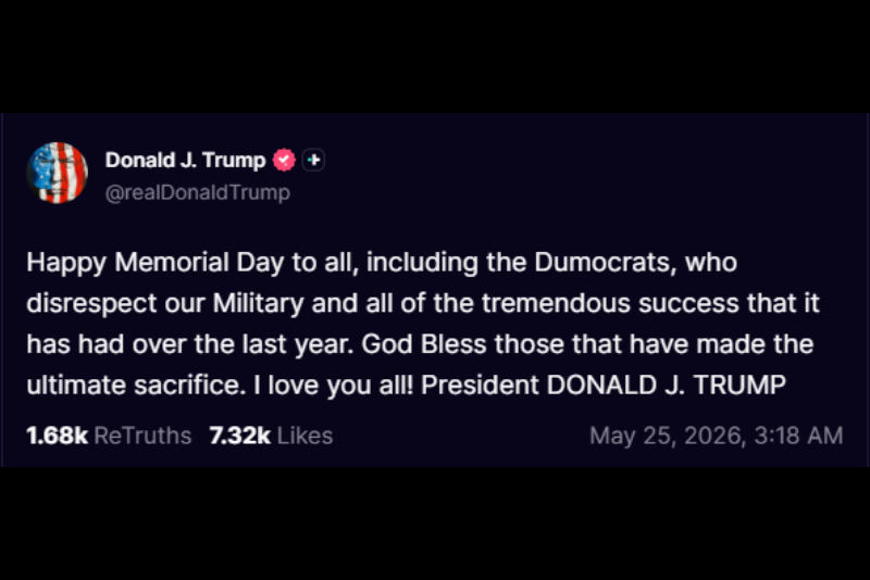 President Donald Trump Truth Social post