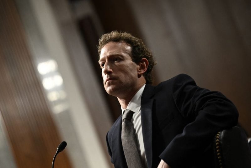 TOPSHOT - Mark Zuckerberg, CEO of Meta, testifies during the US Senate Judiciary Committee hearing "Big Tech and the Online Child Sexual Exploitation Crisis" in Washington, DC, on January 31, 2024. (Photo by Brendan SMIALOWSKI / AFP) (Photo by BRENDAN SMIALOWSKI/AFP via Getty Images)