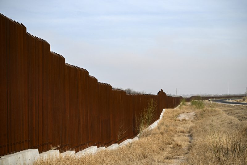 The US-Mexico border wall is seen on the outskirts of Eagle Pass, Texas, on February 19, 2026. (Photo by RONALDO SCHEMIDT / AFP via Getty Images)