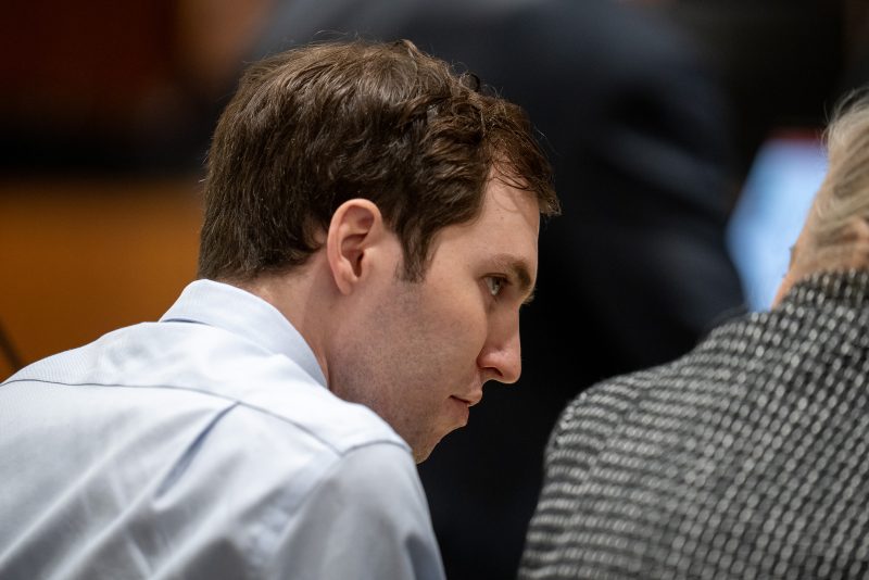 PROVO, UTAH - APRIL 17: Tyler Robinson speaks with his defense attorney Kathryn Nester during a hearing for Tyler Robinson, accused in the fatal shooting of Charlie Kirk, in 4th District Court on Friday, April 17, 2026 in Provo, Utah. (Photo by Trent Nelson-Pool/Getty Images)