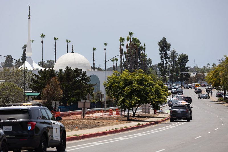 Police respond to a reported active shooter at the Islamic Center of San Diego in San Diego, California, on May 18, 2026. (Photo by Zoë Meyers / AFP via Getty Images)