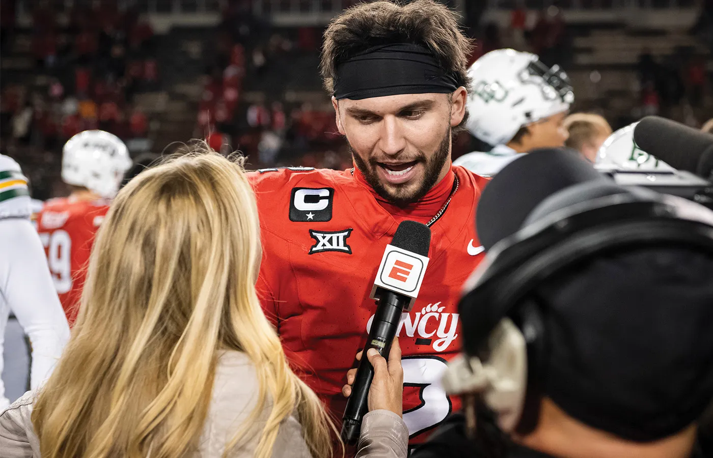 Cincinnati quarterback Brendan Sorsby after a football game against Baylor on Oct. 25, 2025, in Cincinnati. (Tanner Pearson/AP)