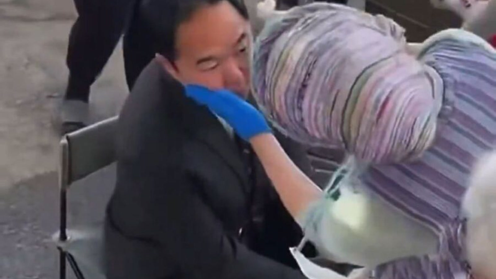 Source screenshot showing Sen. Andy Kim being treated after the Delaney Hall ICE clash in Newark