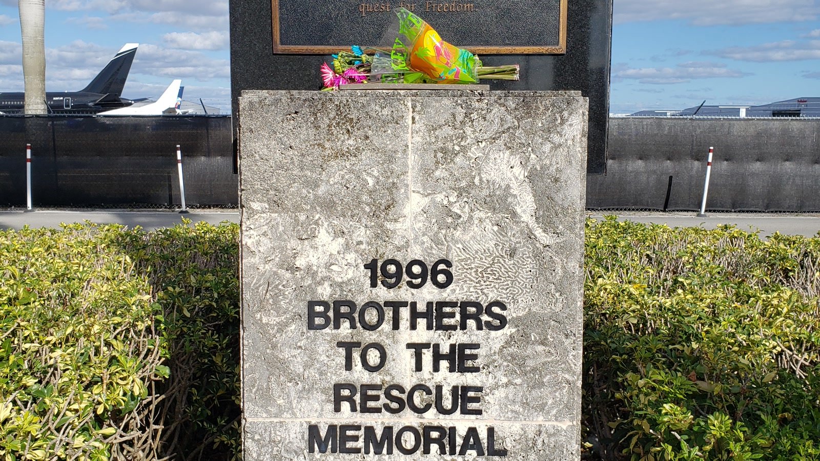 Wikimedia Commons Creative Commons photo of the Brothers to the Rescue memorial at Opa-Locka Airport honoring the 1996 shootdown victims