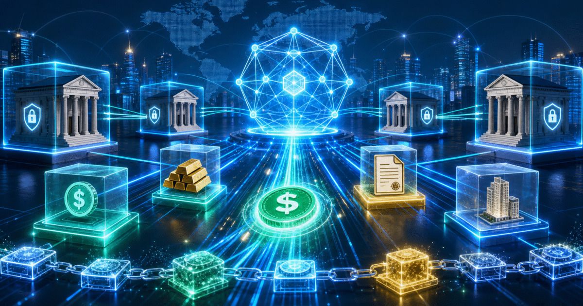 Abstract institutional public blockchain image for tokenized finance