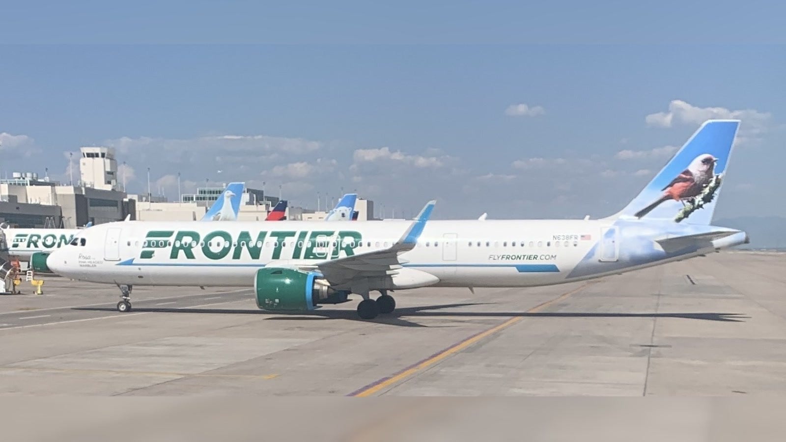 Frontier Airlines plane at Denver International Airport