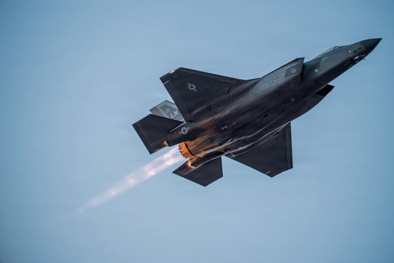 A U.S. Air Force F-35 takes flight in the Middle East in support of Operation Epic Fury, March 2, 2026. (U.S. Air Force Photo)