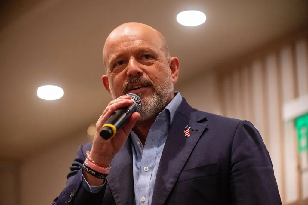 California Republican gubernatorial candidate Steve Hilton speaks during a campaign event on Sunday, May 31, 2026, in Santa Monica, Calif.
