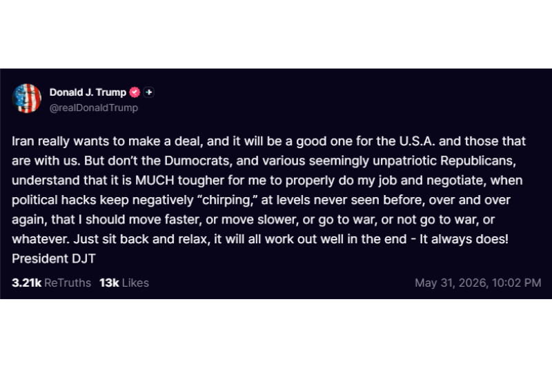 President Donald Trump Truth Social post
