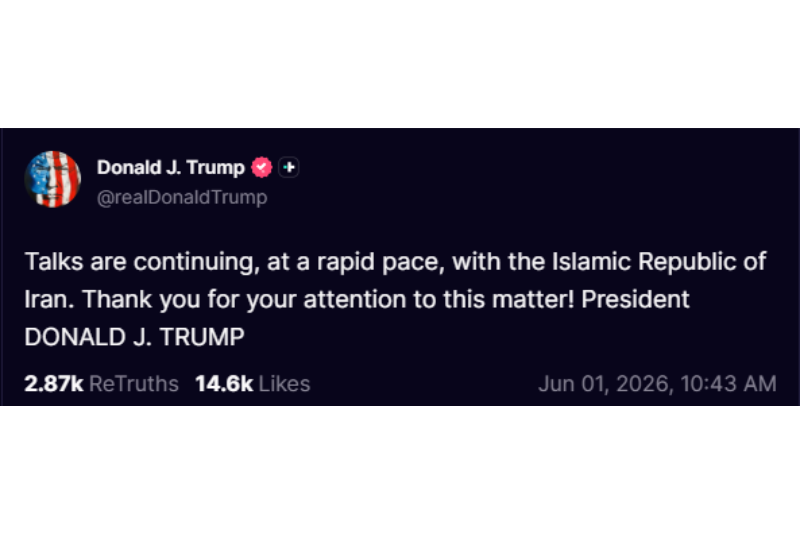 President Donald Trump Truth Social post