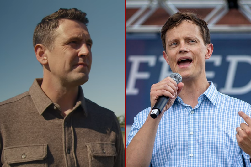 (L) Screen capture of Zach Lahn campaign video (via: zachlahn.com) / (R) Rob Sand (via: robsand.com)