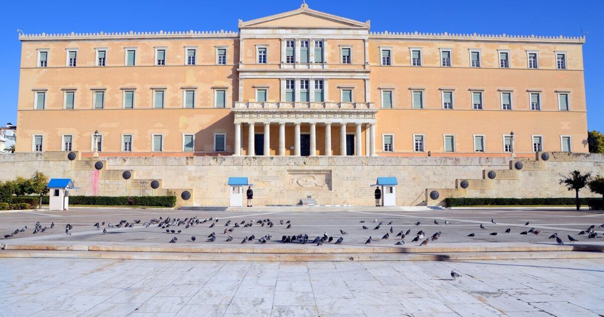 Hellenic Parliament in Athens for a story about Binance, Greece, and MiCA regulation.