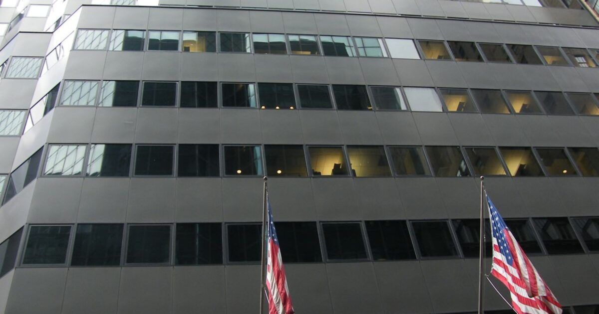 BlackRock headquarters building for a story about the BITA Bitcoin income ETF launch.