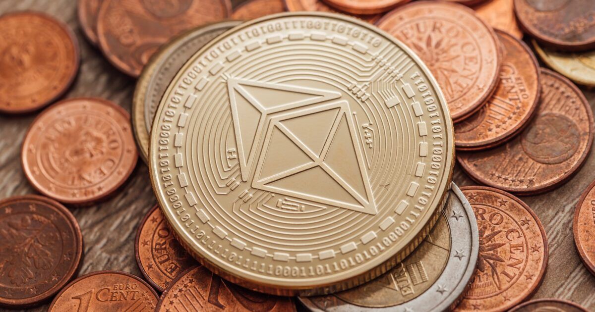 Physical Ethereum coin for a ProCoinNews article about the Ethereum Foundation and EthLabs reset.