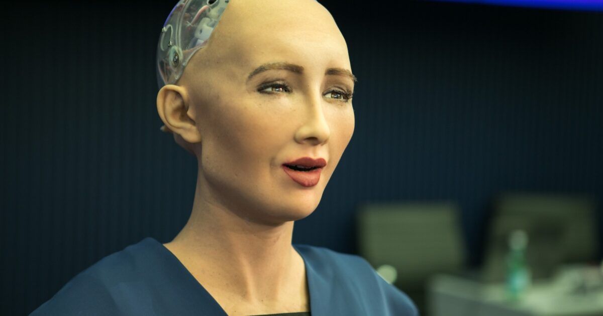 Sophia humanoid robot for a ProCoinNews article about crypto financing AI and robotics.