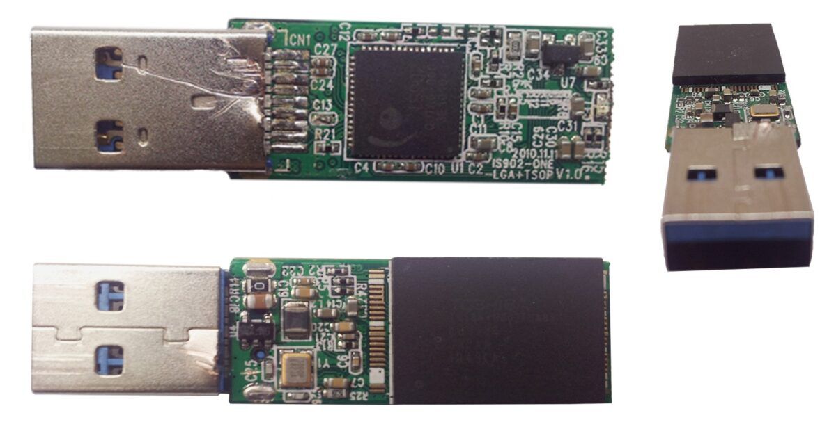 USB flash drive circuit board for a story about CryptoBandits malware targeting crypto wallets through removable media.