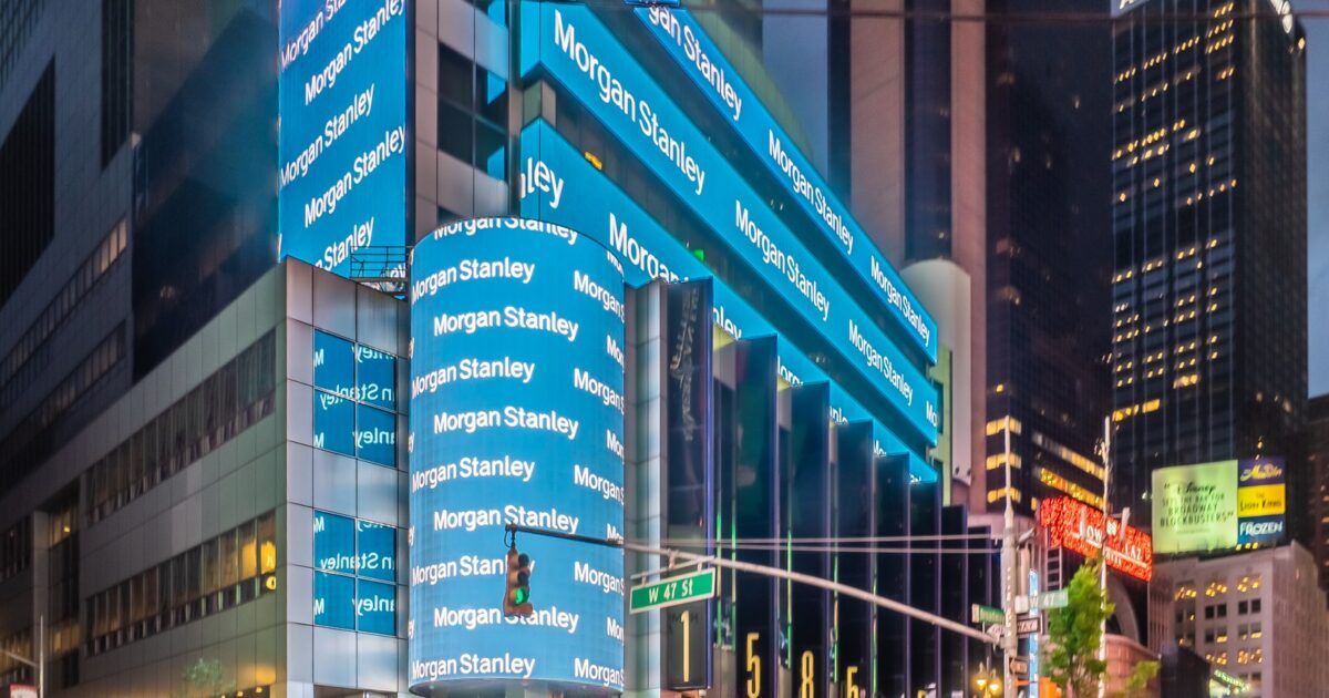 Morgan Stanley headquarters for a story about proposed Ethereum and Solana ETF filings with staking.