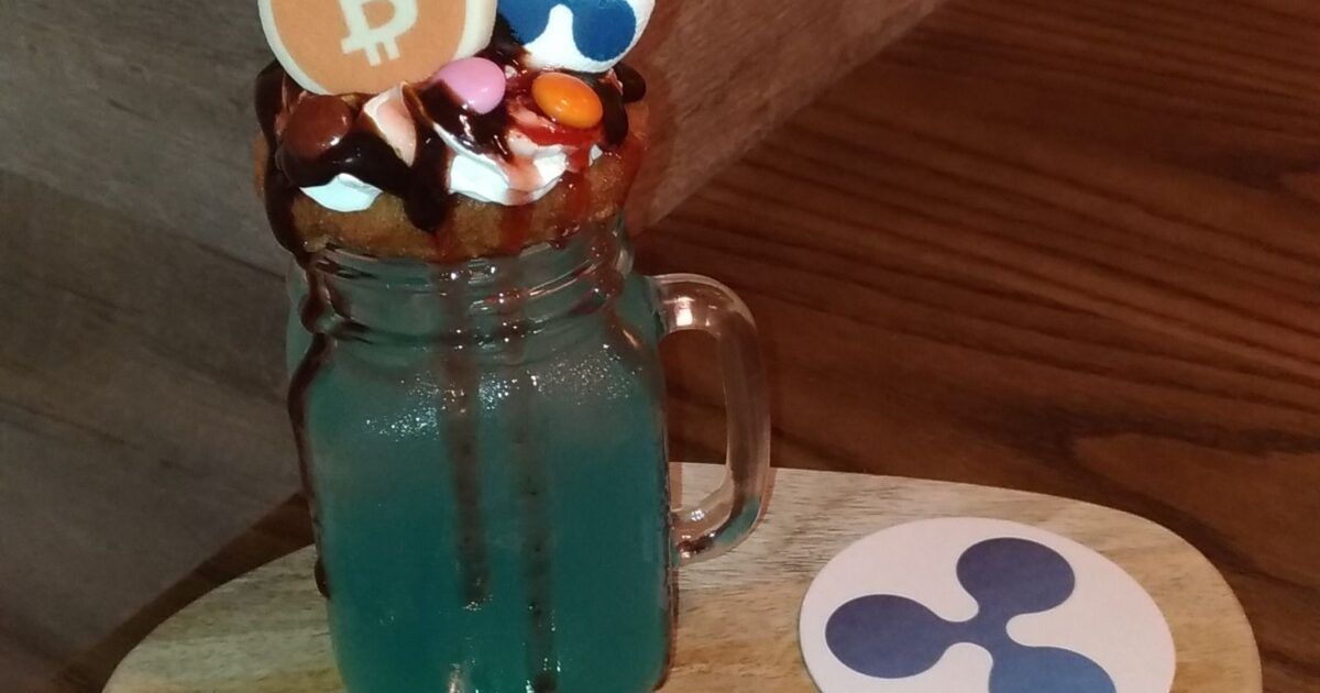 Bitcoin and Ripple XRP drinks for a ProCoinNews article about XRPL Lending Protocol and tokenized assets.