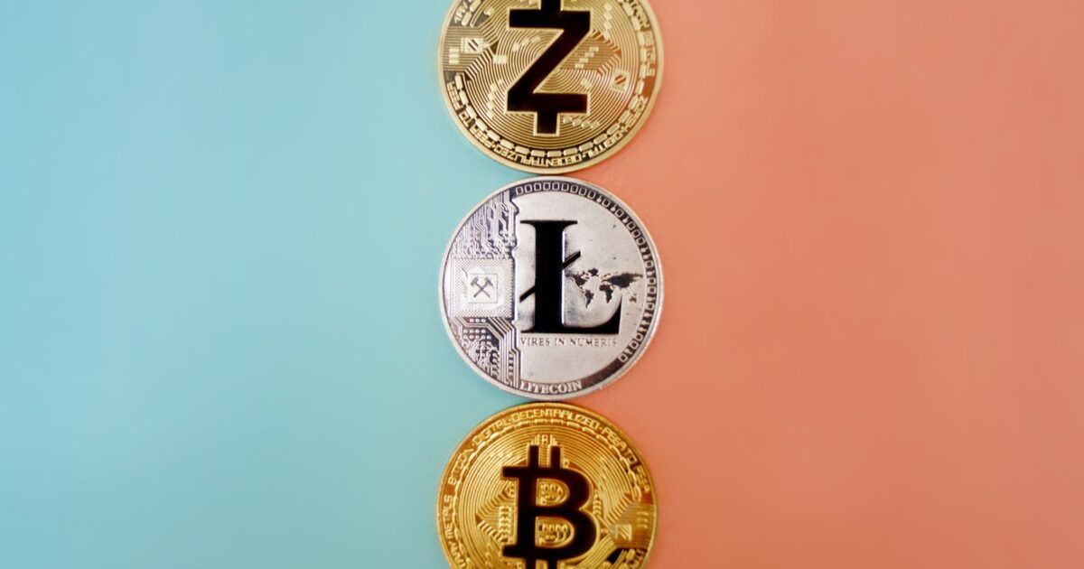 Real rights-safe Pexels photo showing Zcash and other cryptocurrency coins for a protocol-security market story.
