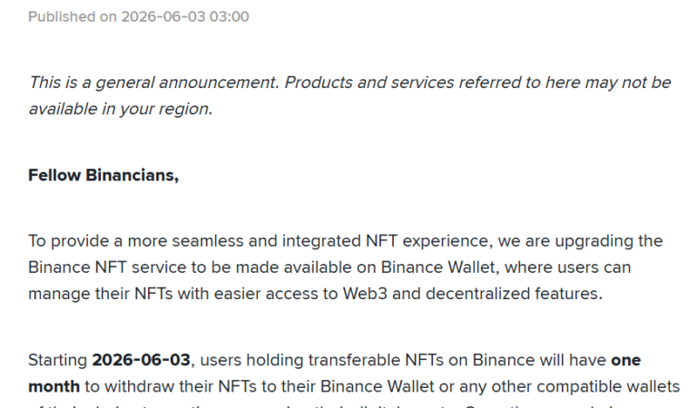 Binance to end NFT support on exchange, shift service to wallet