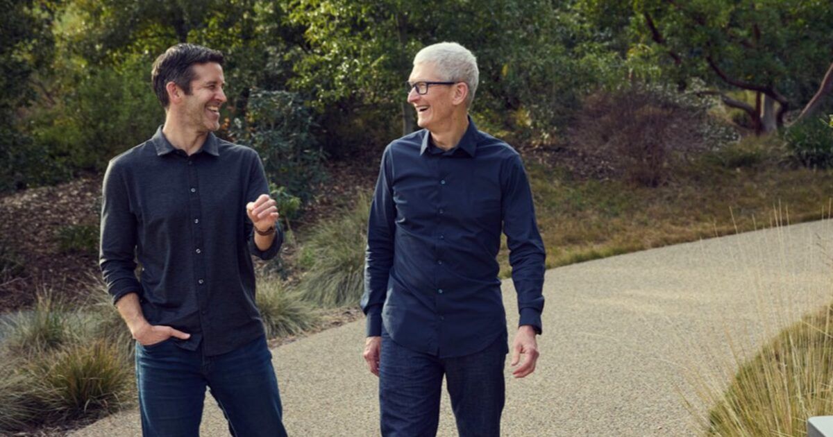 Apple CEO Tim Cook and incoming CEO John Ternus at Apple Park