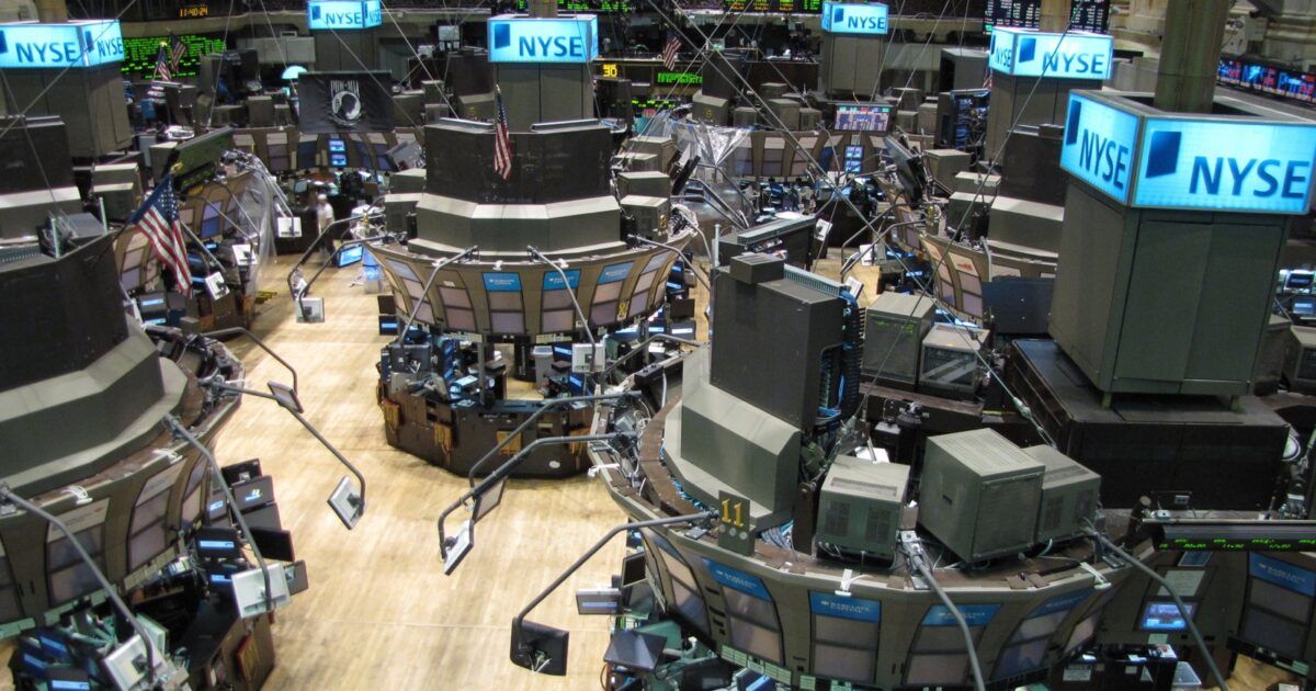 New York Stock Exchange trading floor and electronic market stations
