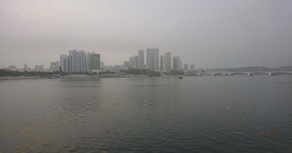 Pyongyang skyline viewed across the Taedong River in North Korea