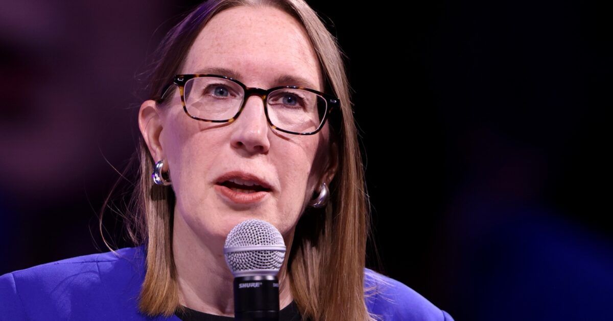 SEC Commissioner Hester Peirce speaking at an event in Las Vegas