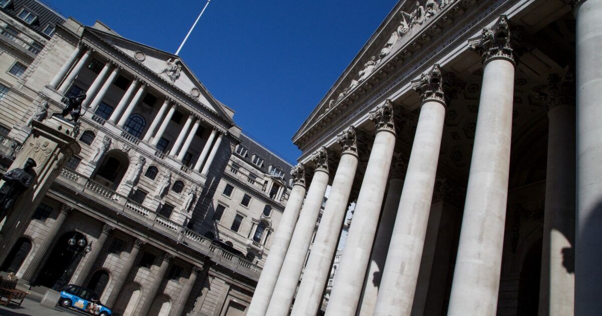 The Bank of England and Royal Exchange buildings in the City of London