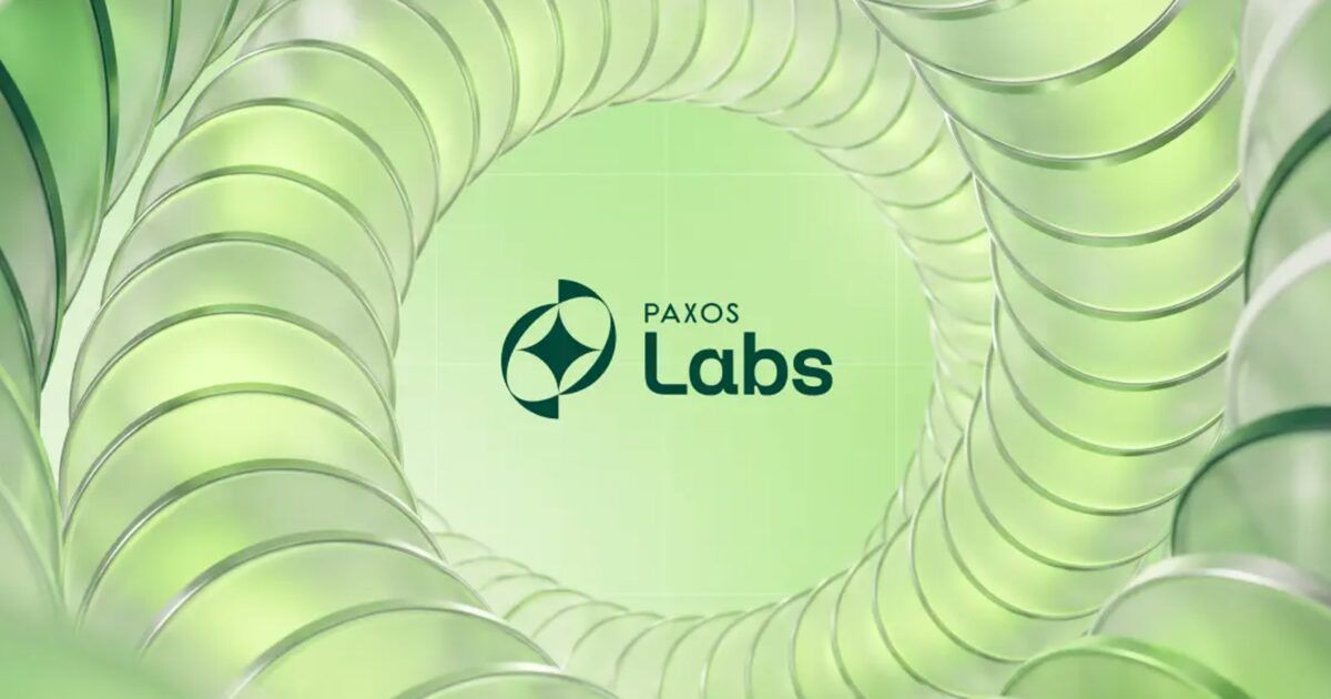 The Paxos Labs name and emblem framed by pale green transparent tubes.