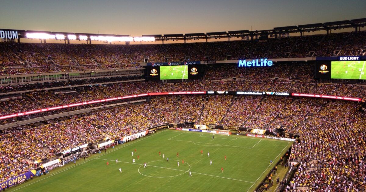 A packed international soccer match at MetLife Stadium in New Jersey.