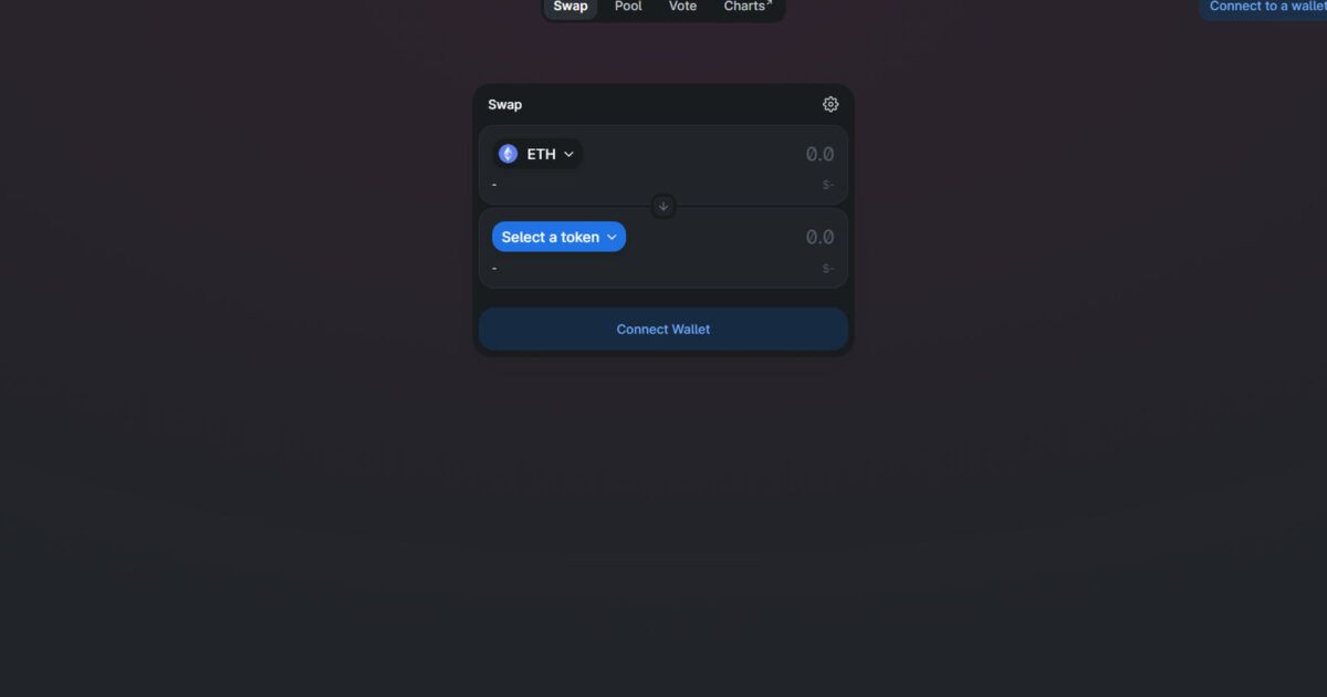 The Uniswap decentralized exchange interface with its Vote navigation visible