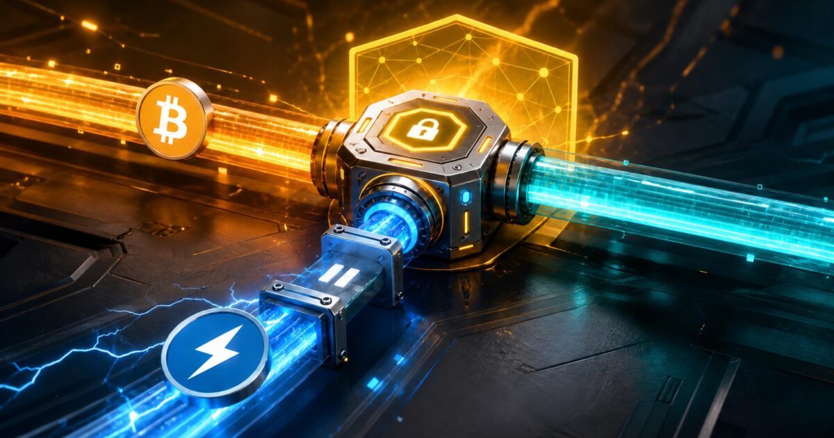 Bitcoin swap routes connecting Bitcoin, Lightning, and Liquid through a secure junction
